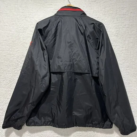 Helly Hansen Black & Red Detailing Collar Full Zip Hooded Windbreaker Jacket L
